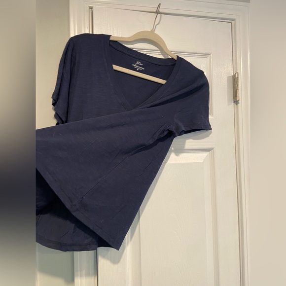 NWOT J. Crew Size M Navy Blue Vintage Cotton Short Sleeve V Neck Tee Shirt - Picture 4 of 10